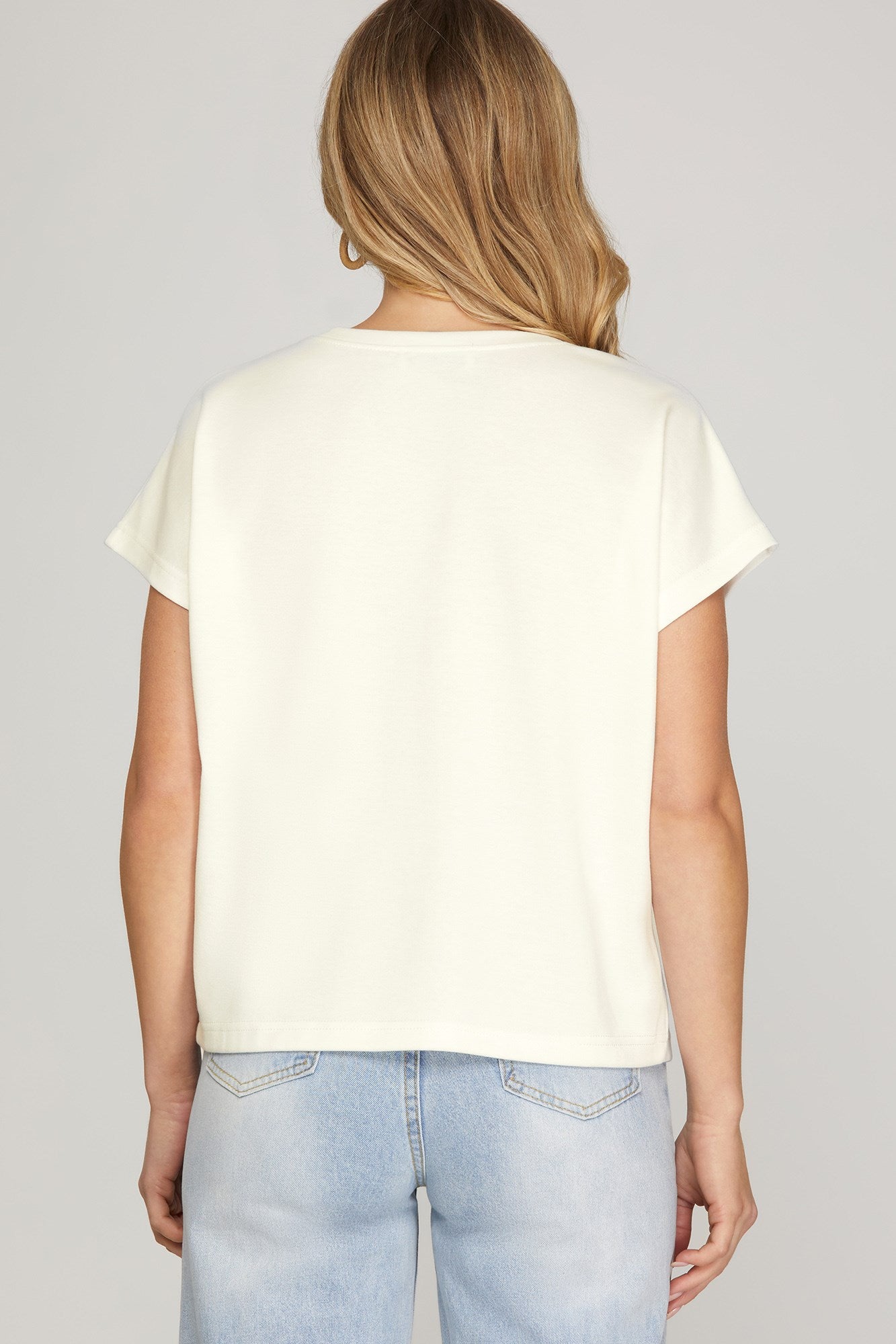 Off White Knit Top with Bandana Print Bow