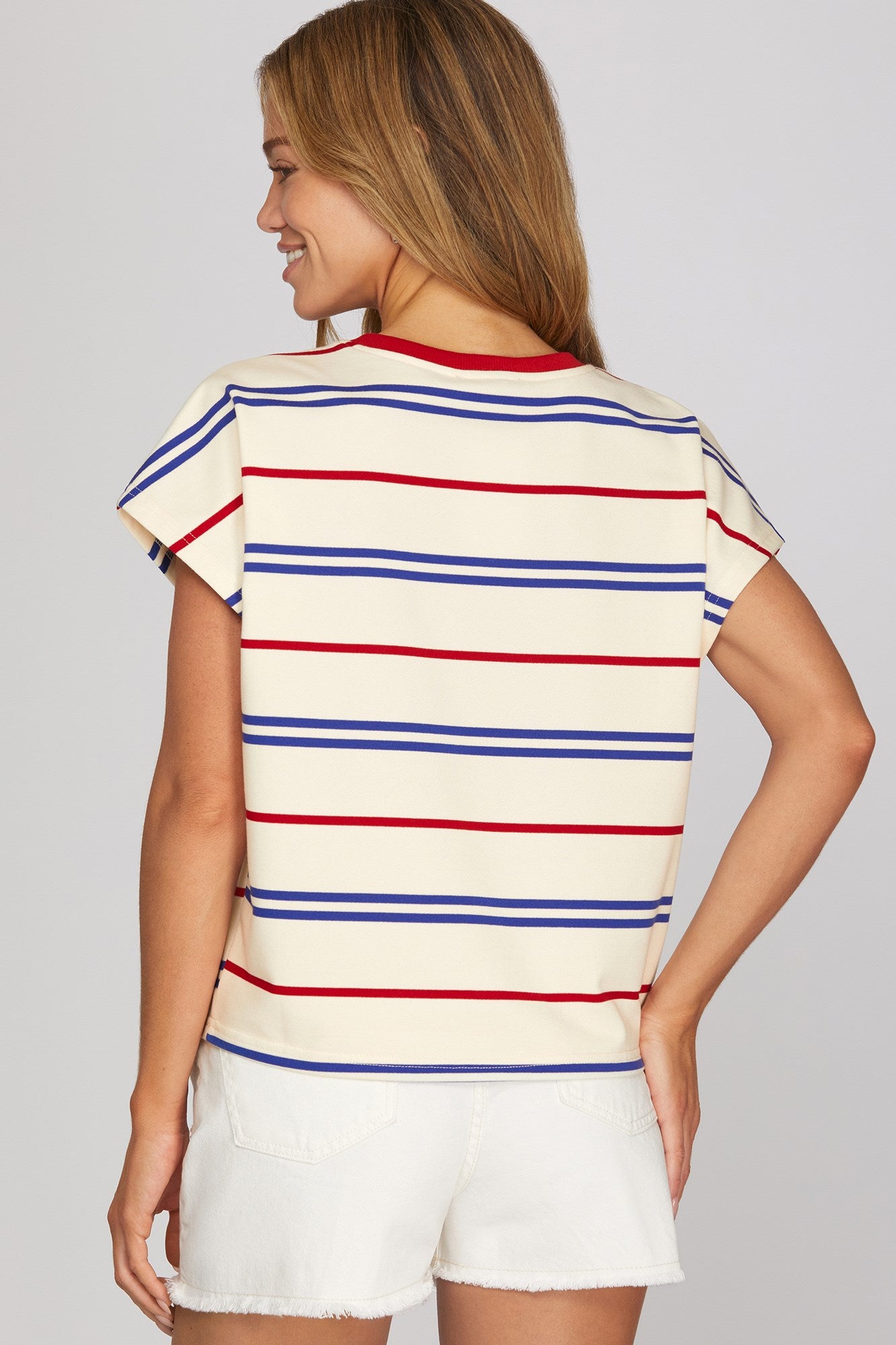 Drop Sleeve Knit Striped Top