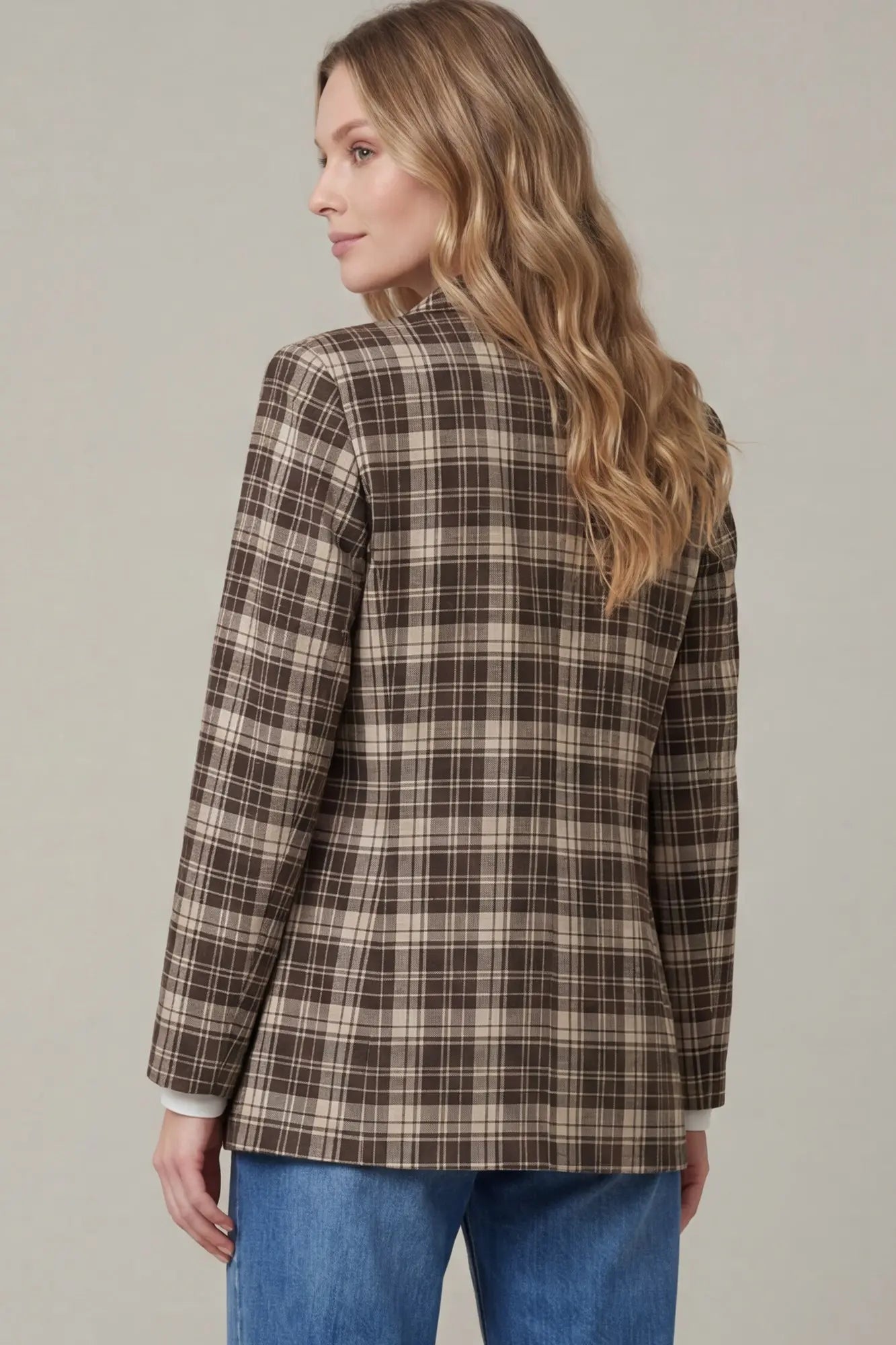 Brown & Tan Plaid Blazer