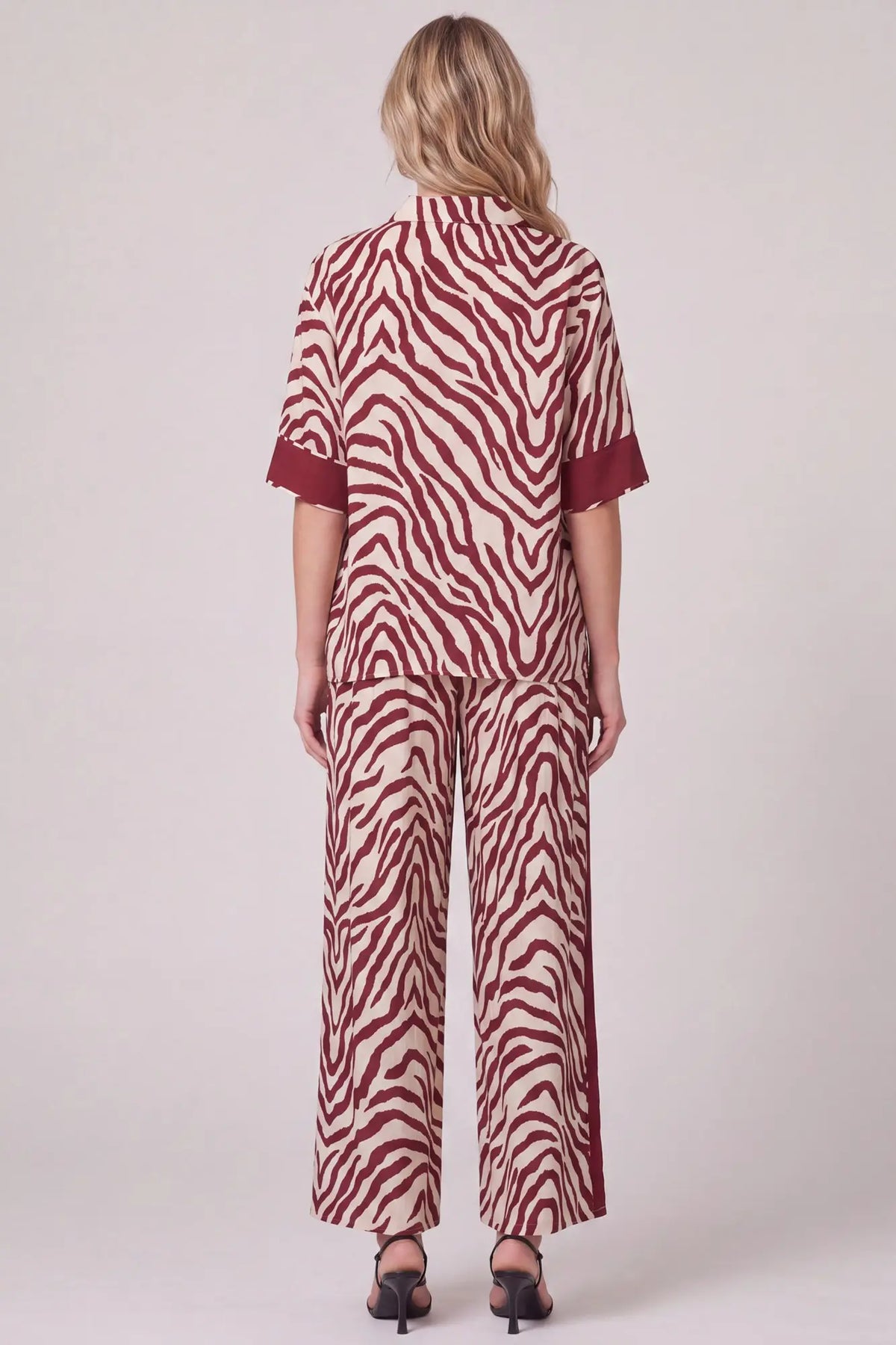Wine Zebra Pant Set