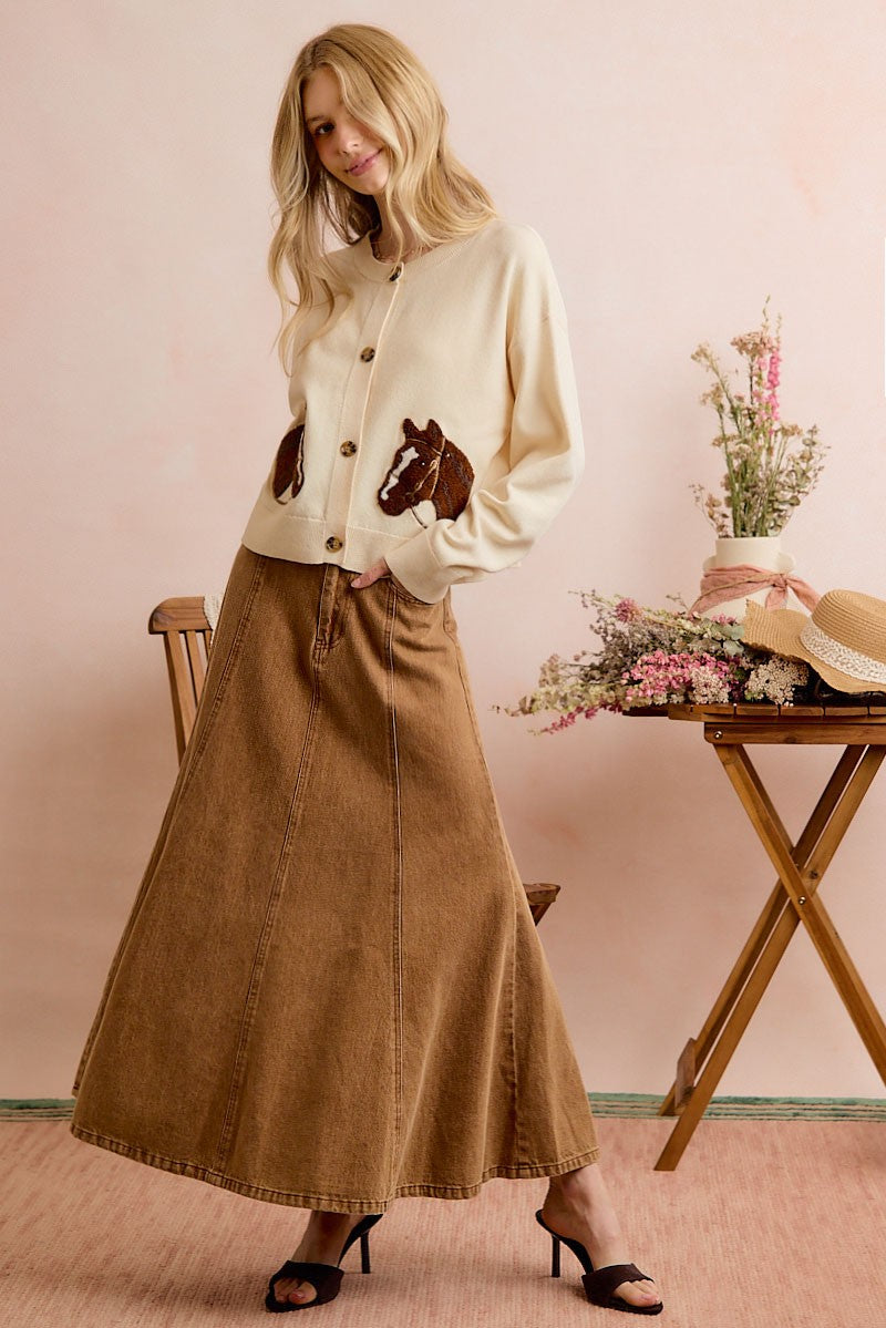 Jacquard Horse Graphic Cardigan