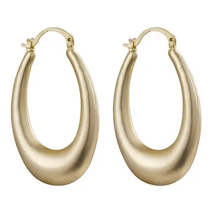 Matte Gold Oval Hoop Earrings