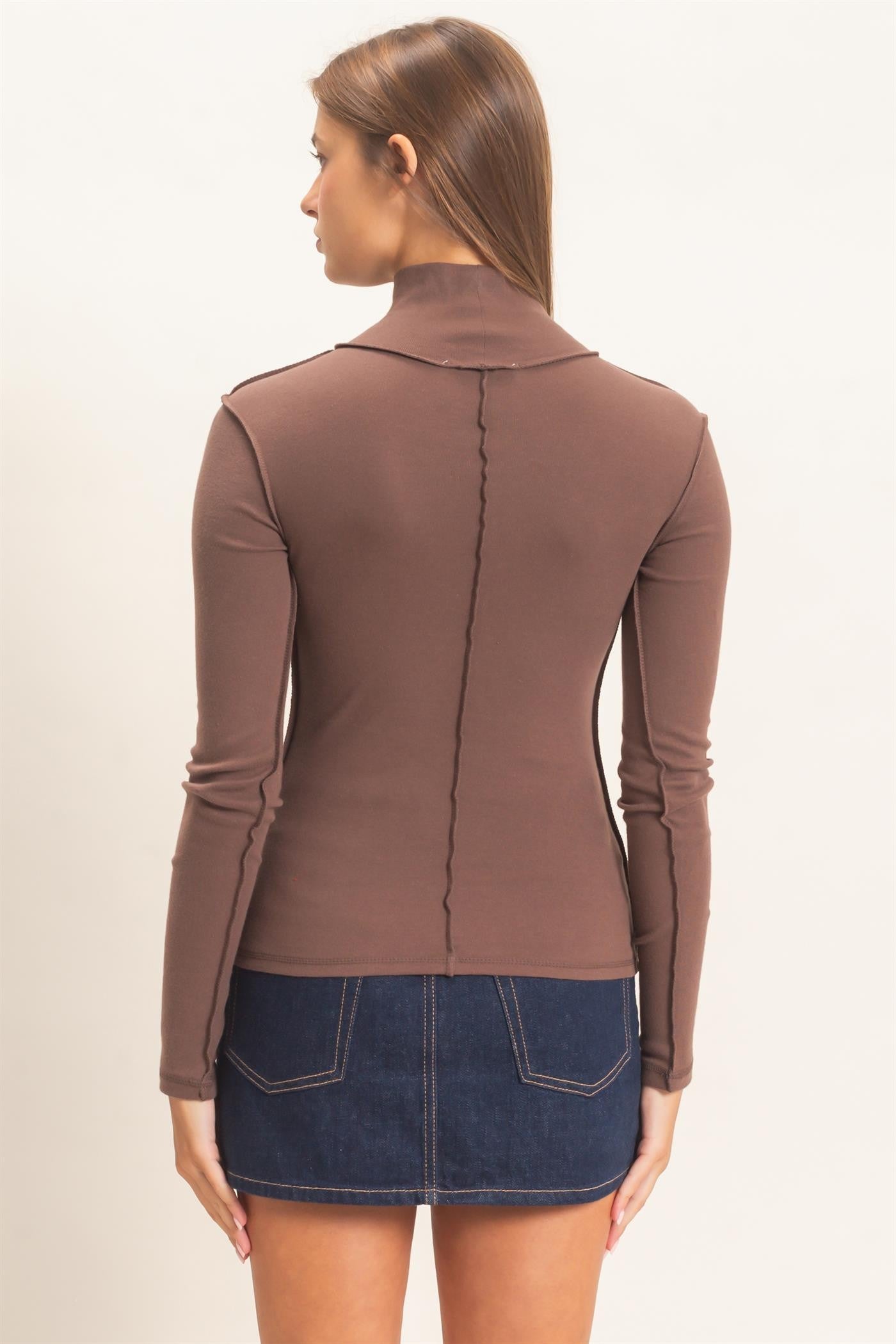 Turtleneck Exposed Seams Top