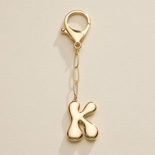 Gold Plated Bubble Letter Initial Keychain