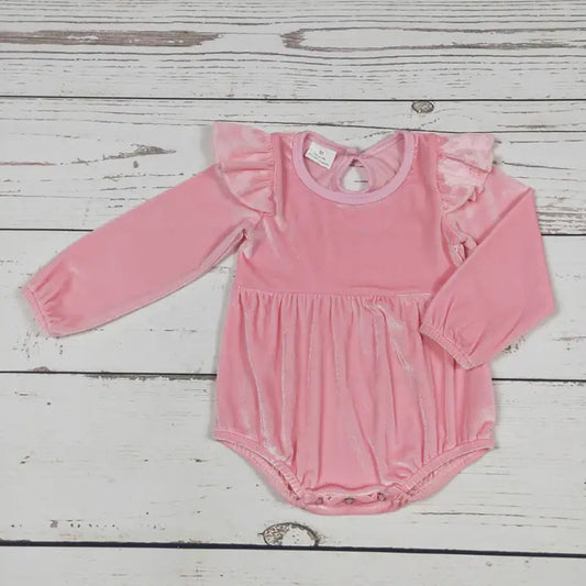 Infant Girls Pink Velvet Onesie