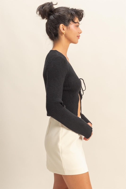 Tie Front V-Neck Cardigan