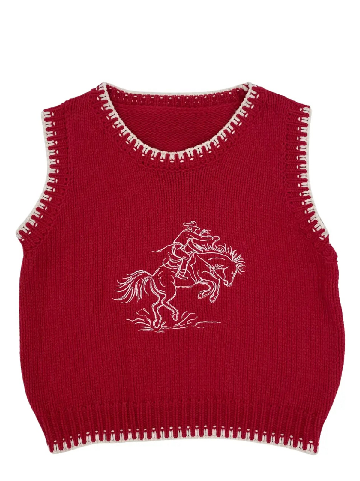 Toddler Red Bucking Horse Sweater Vest