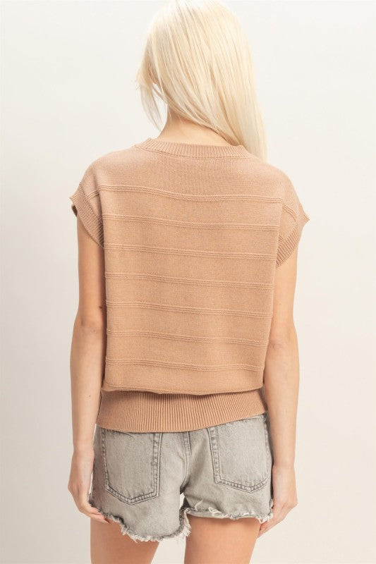 Textured Round Neck Dolman Sleeve Top