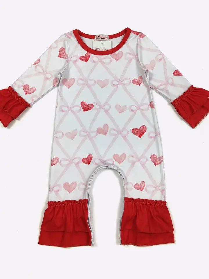 Coquette Heart Baby Girl Romper