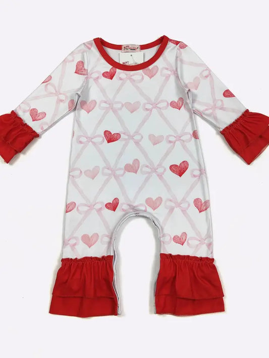 Coquette Heart Baby Girl Romper
