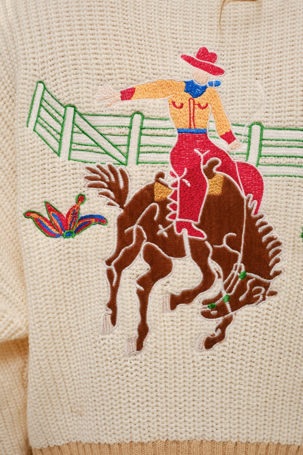 Western Embroidered Mock Neck Sweater
