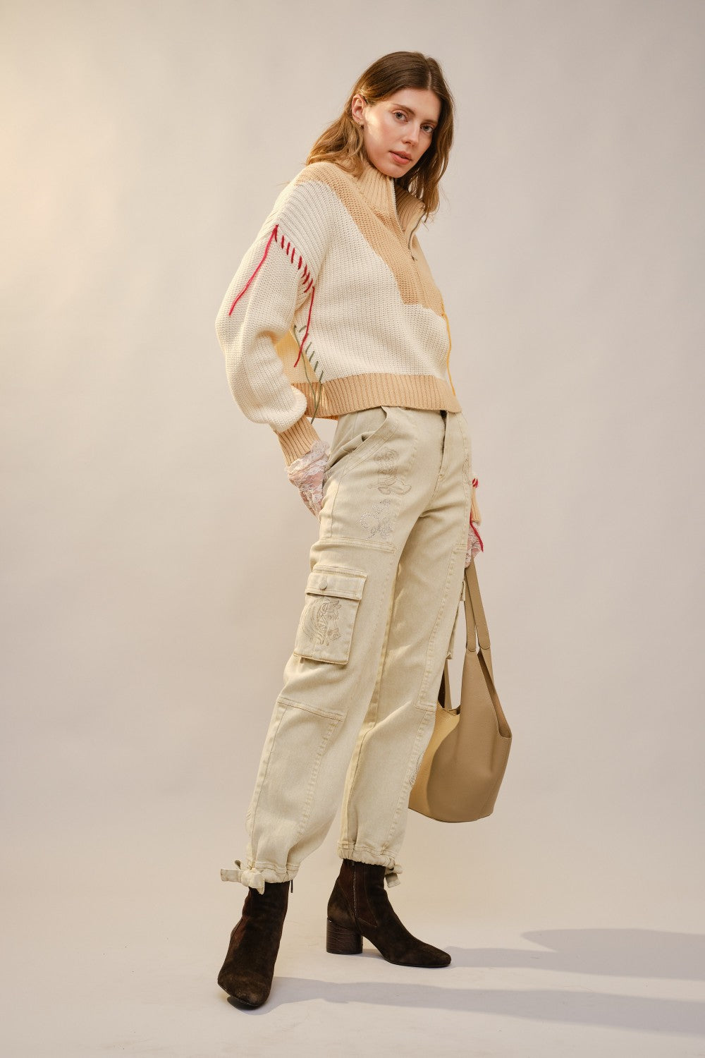 Western Embroidered Mock Neck Sweater