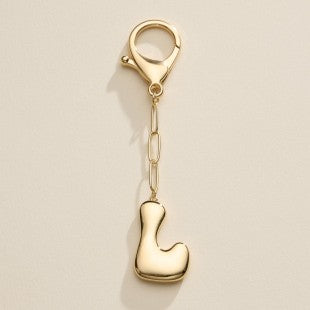 Gold Plated Bubble Letter Initial Keychain