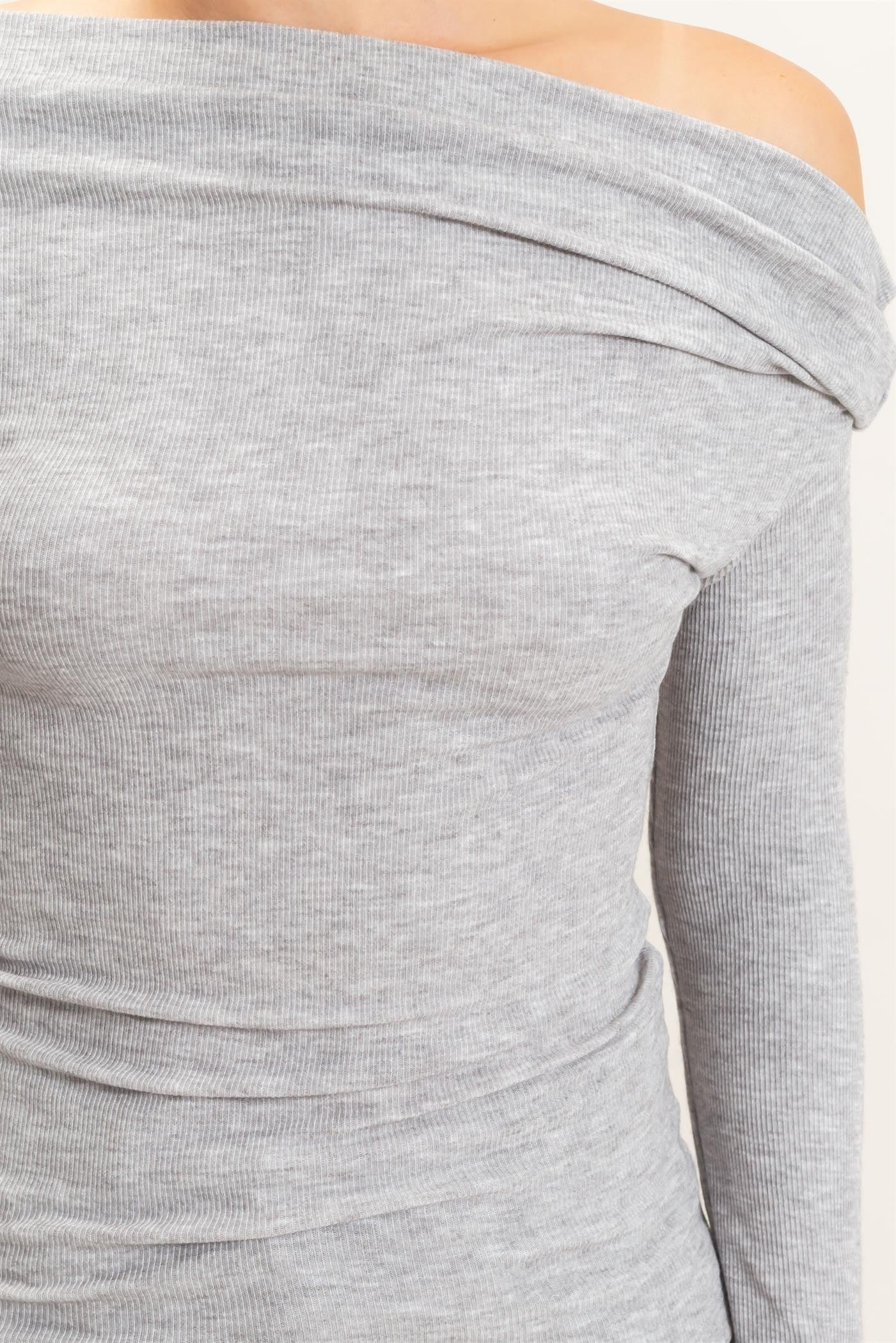 Asymmetrical Off the Shoulder Knit Top