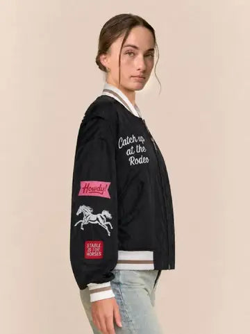 Retro Rodeo Embroidered Bomber Jacket