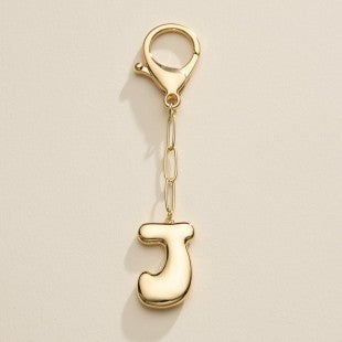 Gold Plated Bubble Letter Initial Keychain