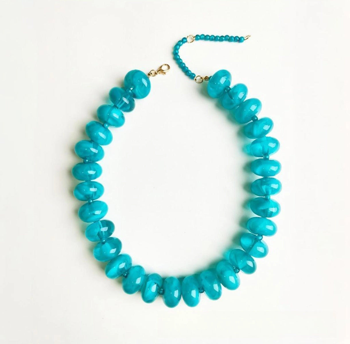 Chunky Acrylic Beaded Necklace- Turquoise
