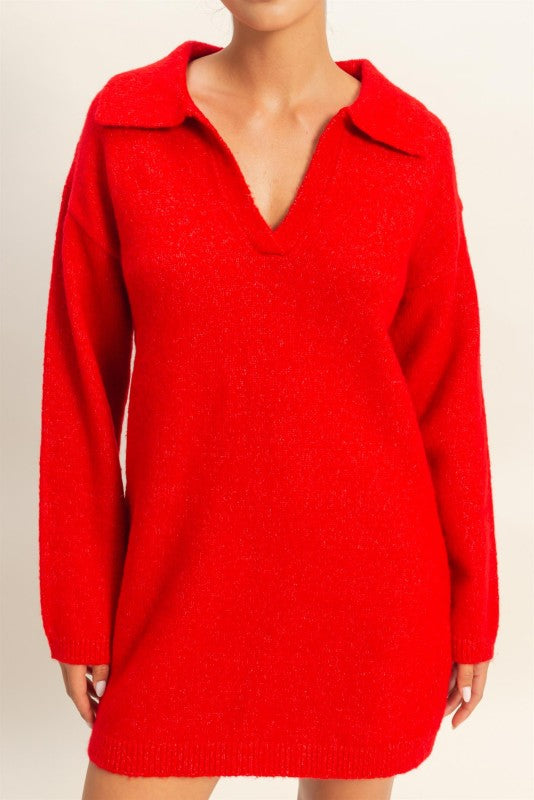 Red Polo Sweater Dress