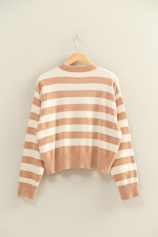 Taupe & Whipped Cream Striped Sweater