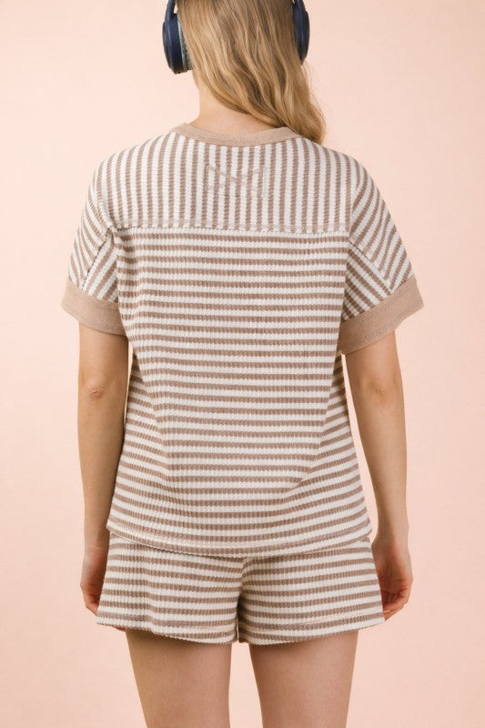 Striped Comfy Knit Short Set