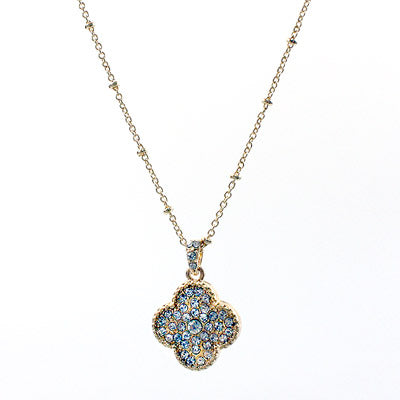 Rhinestone & Gold Clover Necklace