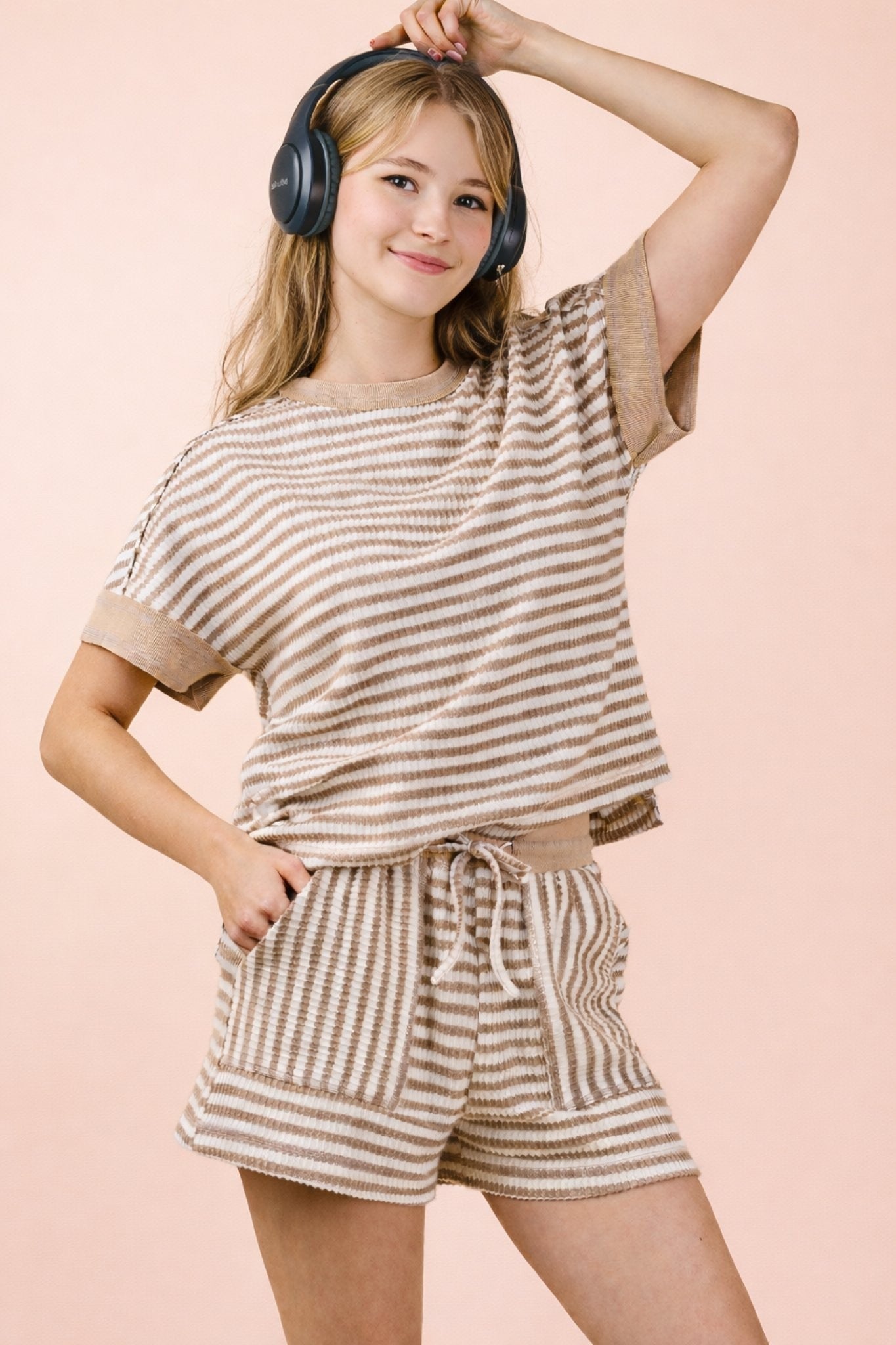 Striped Comfy Knit Short Set