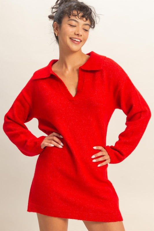 Red Polo Sweater Dress