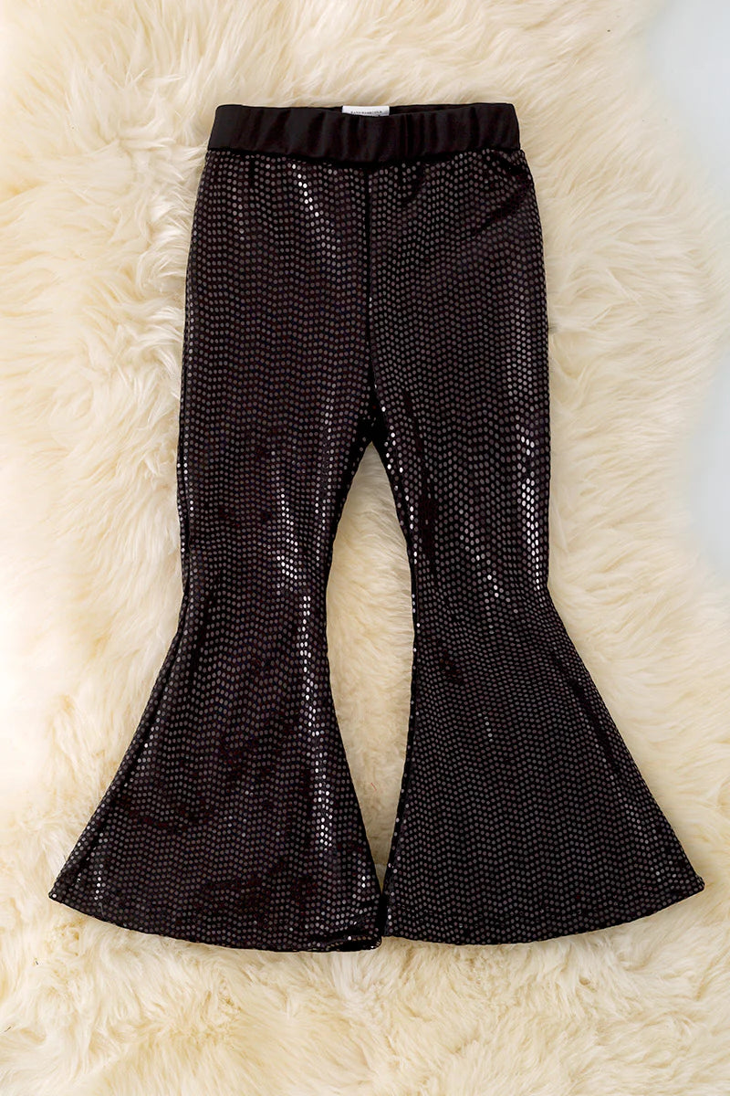 Girls Black Shimmery Bell Pants