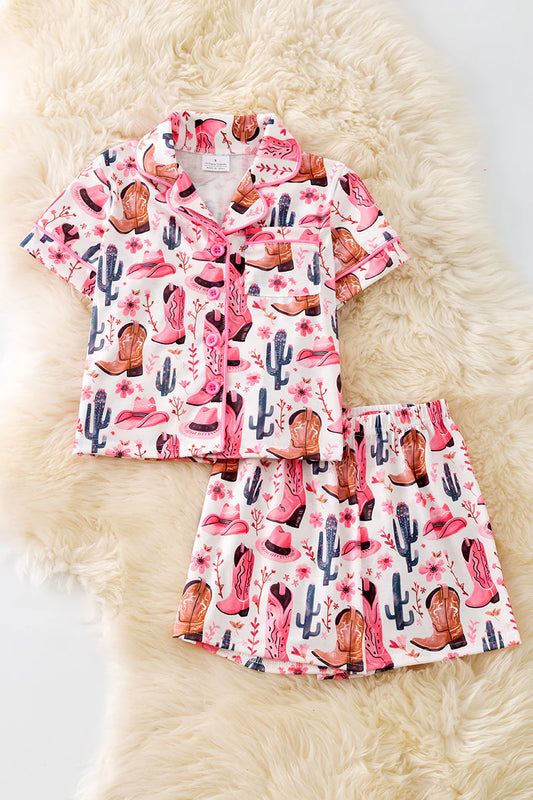 Cowgirl Boot Print Pajama Set