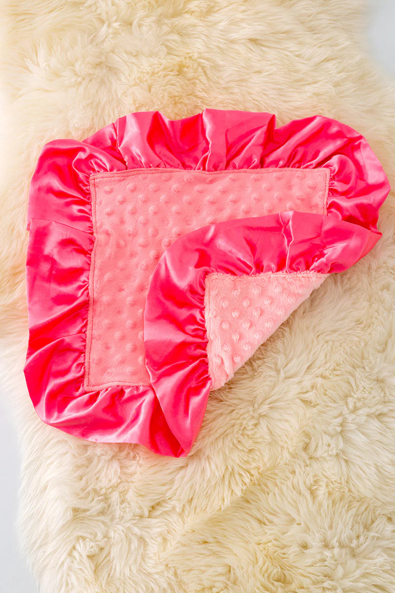 Hot Pink Ruffle Security Baby Blanket