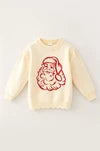 Girls Ivory Santa Embroidered Sweater