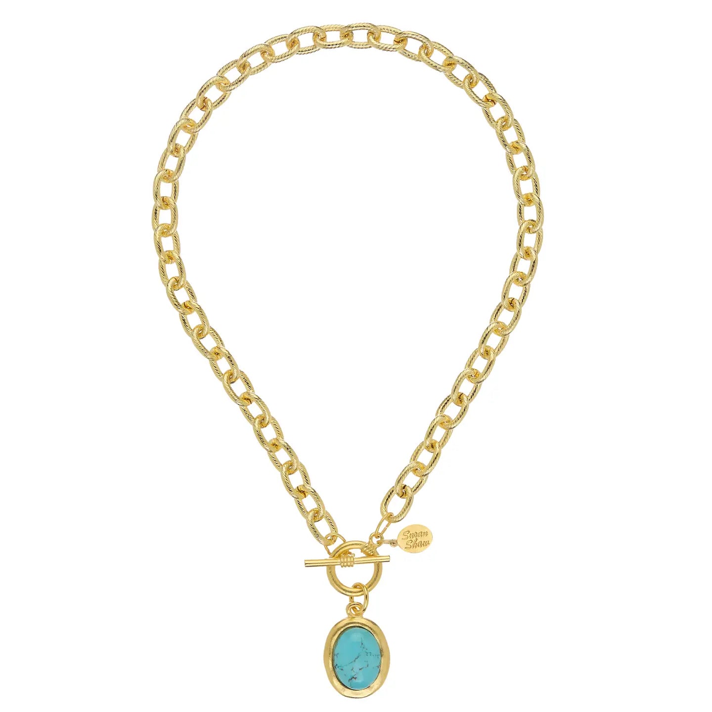 Susan Shaw Turquoise Cabochon Toggle Necklace