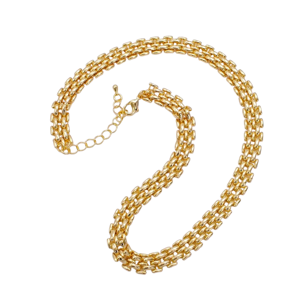 Gold 9mm Double Panther Chain 16 Inch Choker Necklace