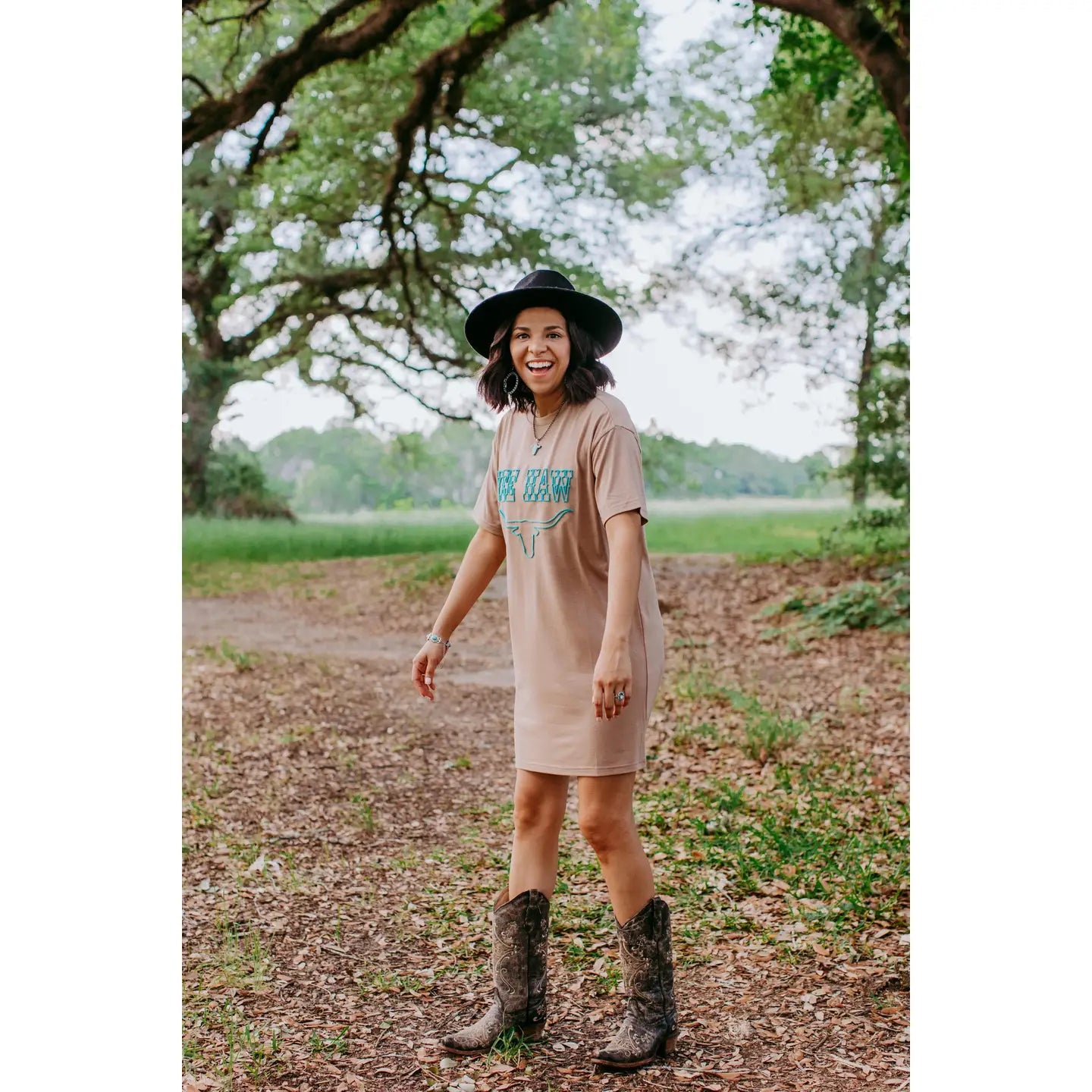 Yee Haw Embroidered T-shirt Dress