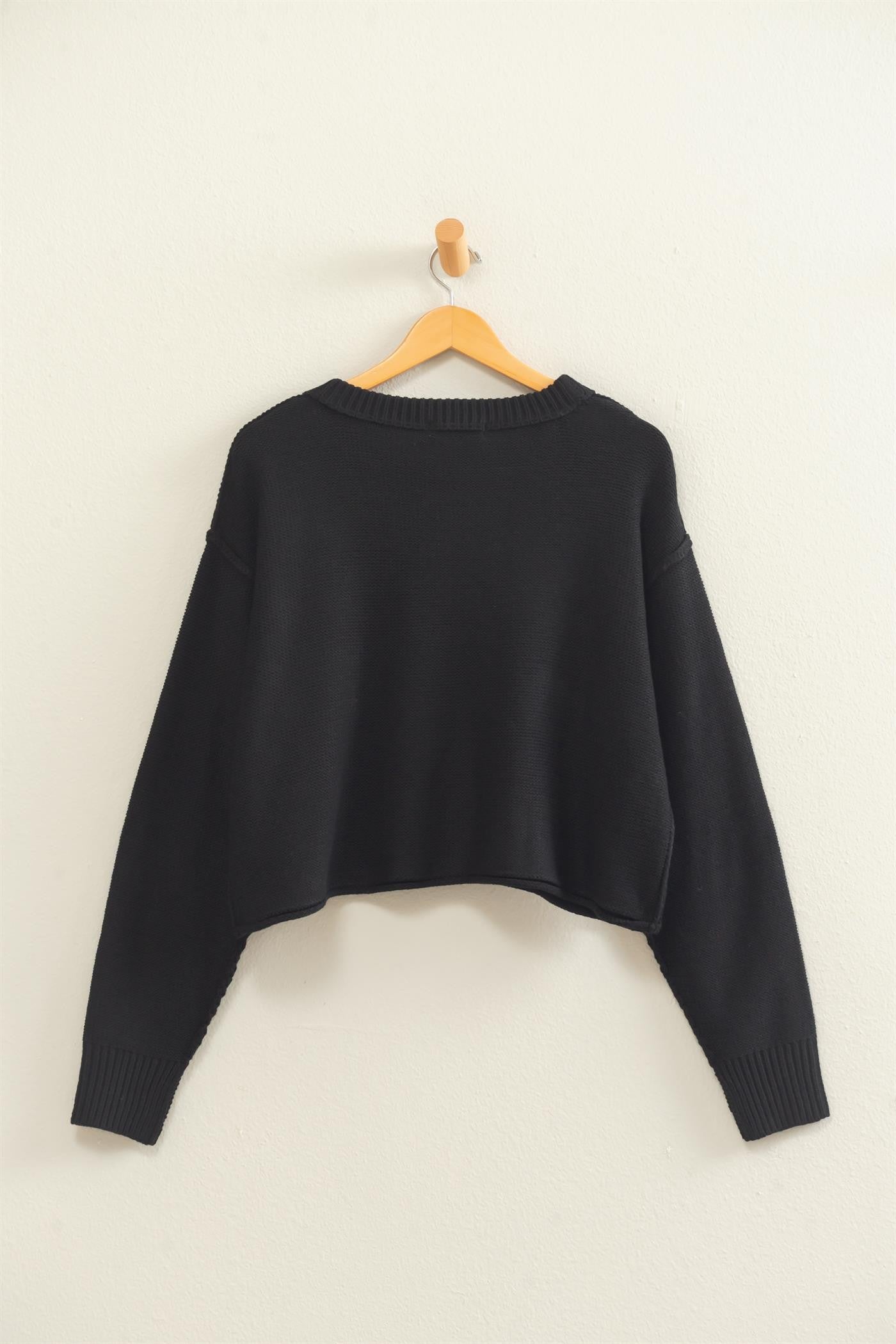 Seam Detail Oversized Sweater- Black