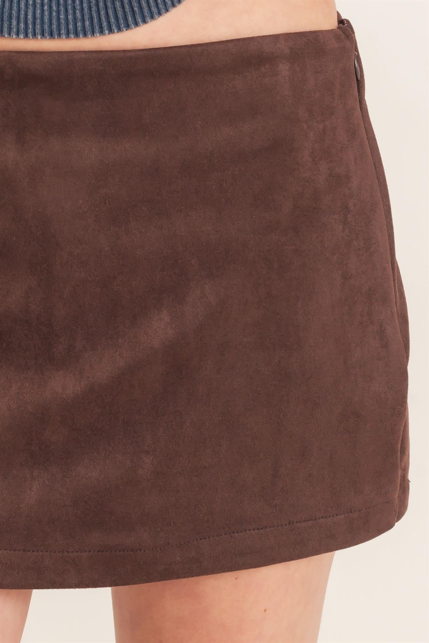 Chestnut Faux Suede Skort