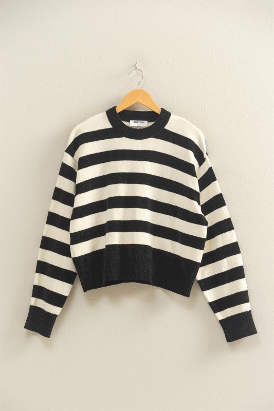 Black & Whipped Cream Striped Sweater