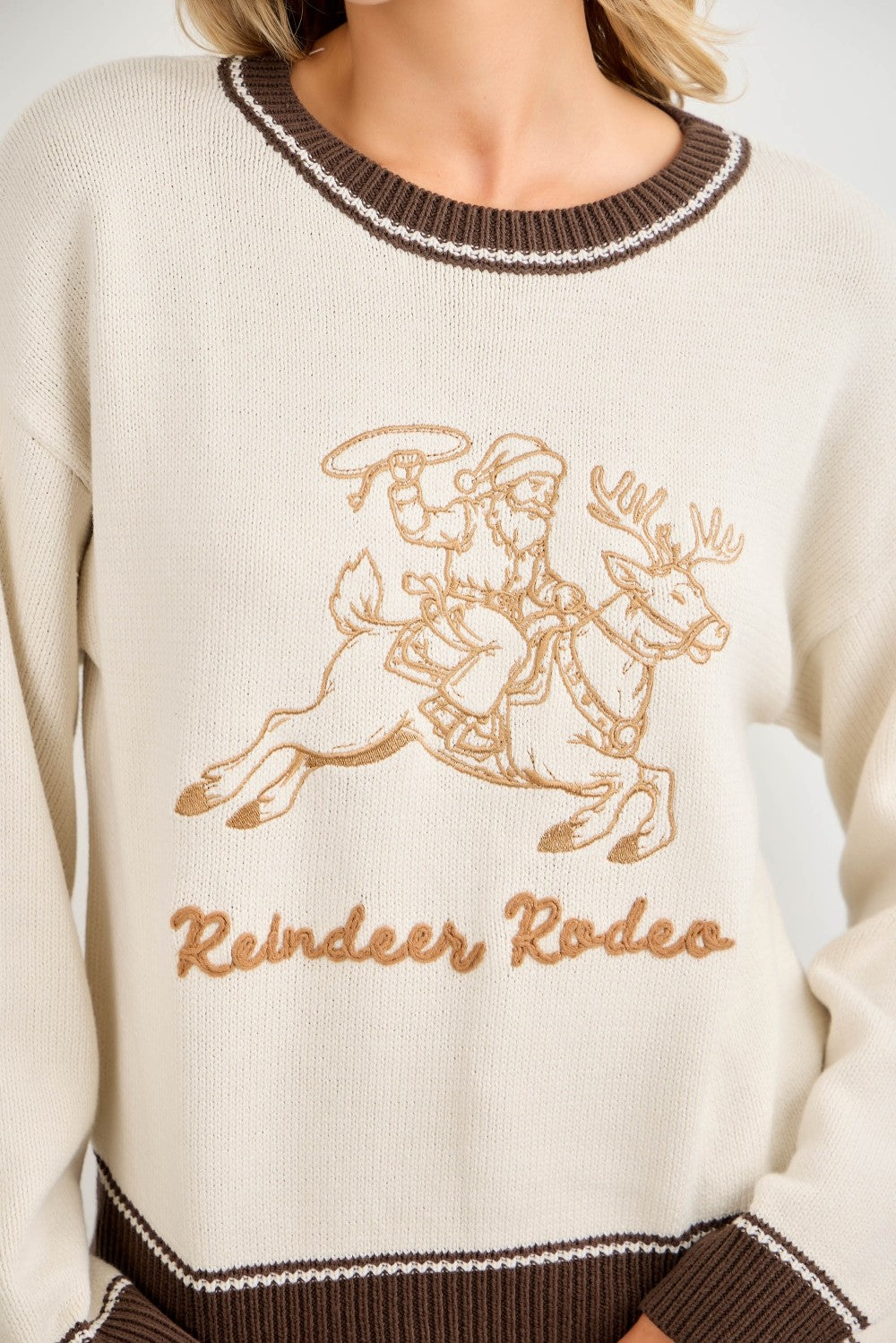 Reindeer Rodeo Contrasting Hem Sweater