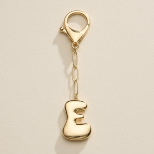 Gold Plated Bubble Letter Initial Keychain
