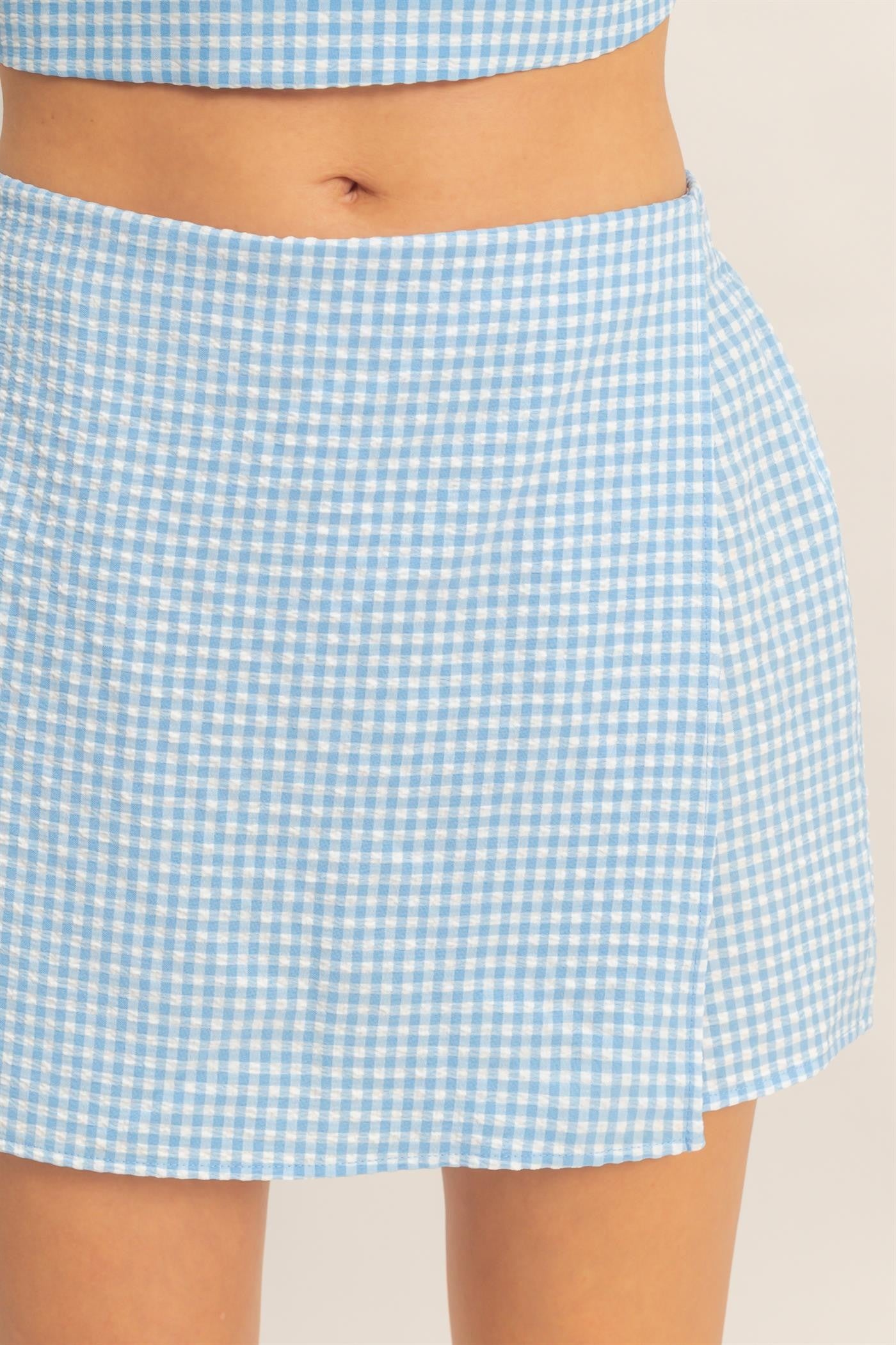 Blue Gingham Sleeveless Top & Skort Set