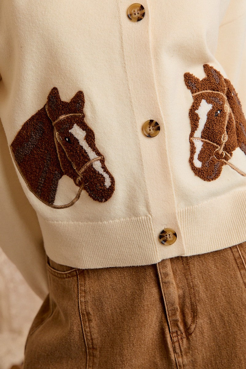 Jacquard Horse Graphic Cardigan
