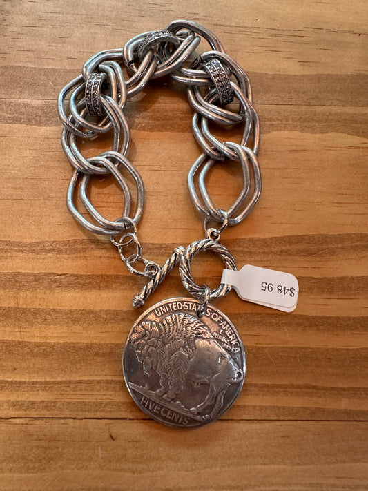 Chunky Chain Buffalo Nickel Bracelet