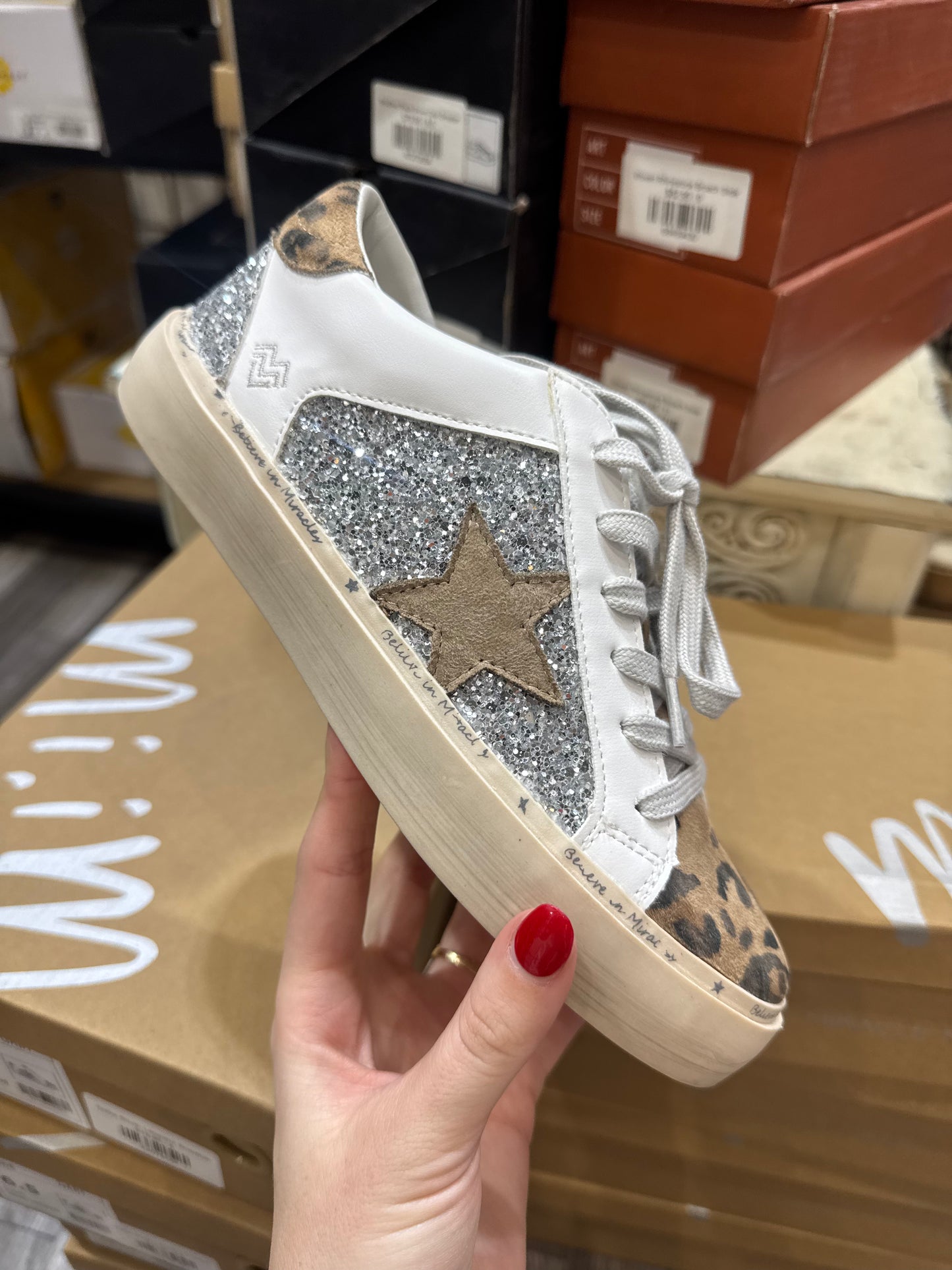 Gaby Silver Leopard Sneaker