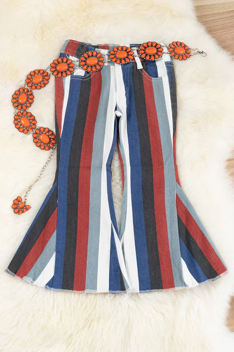 Infant & Girls Striped Bootcut Jeans