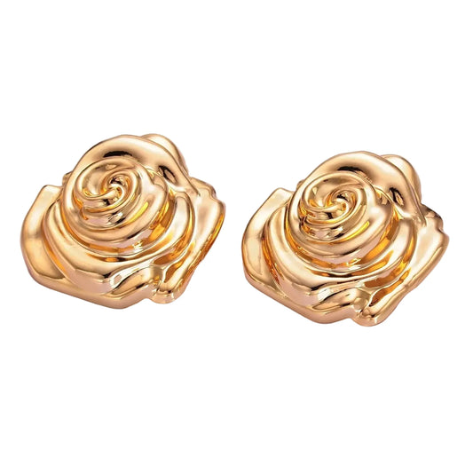 Chunky Gold Flower Stud Earrings