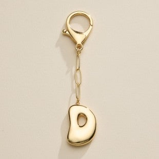 Gold Plated Bubble Letter Initial Keychain