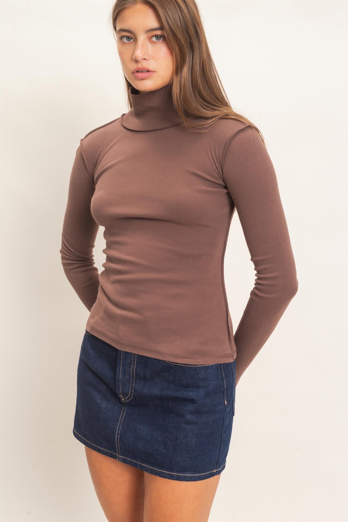 Turtleneck Exposed Seams Top