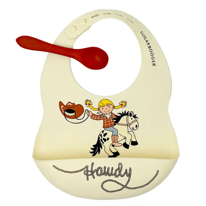Howdy Fresh & Messy Silicone Bib & Spoon