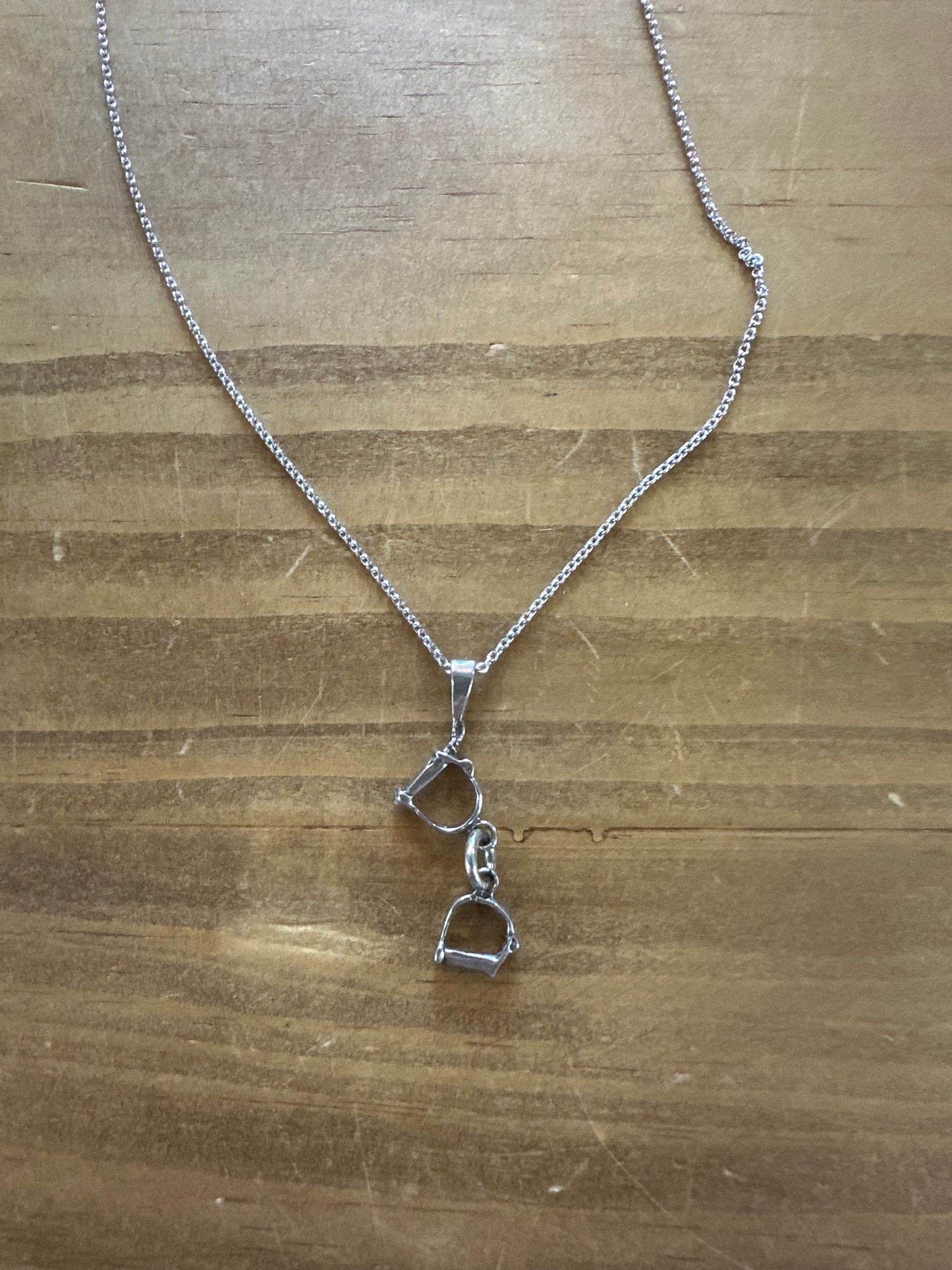 Sterling Silver Pair of Stirrups Necklace
