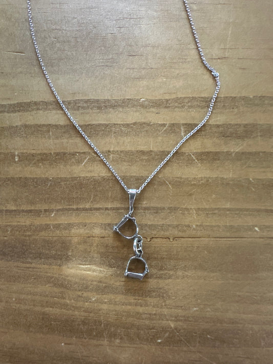 Sterling Silver Pair of Stirrups Necklace